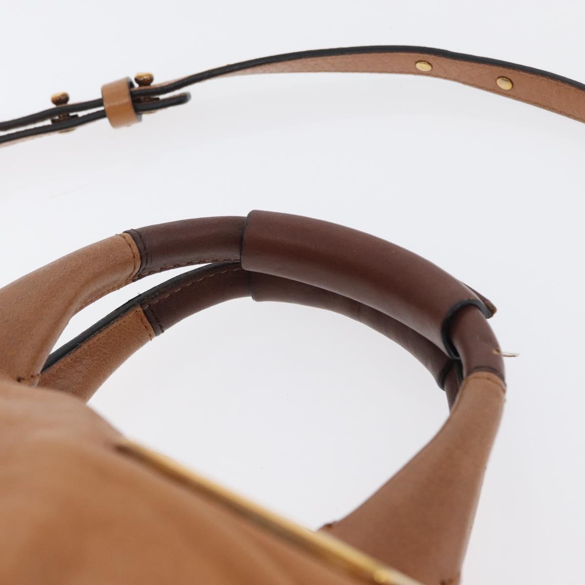 Chloe Etel Hand Bag Leather 2way Brown Gold Auth 171627A