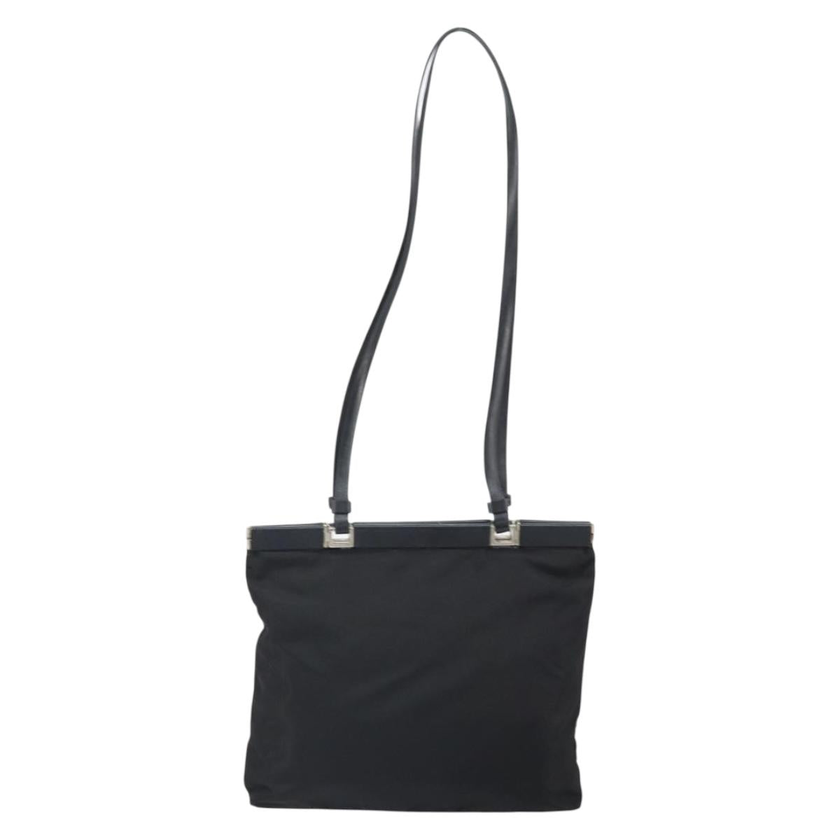 PRADA Shoulder Bag Nylon Black Silver Auth 171629