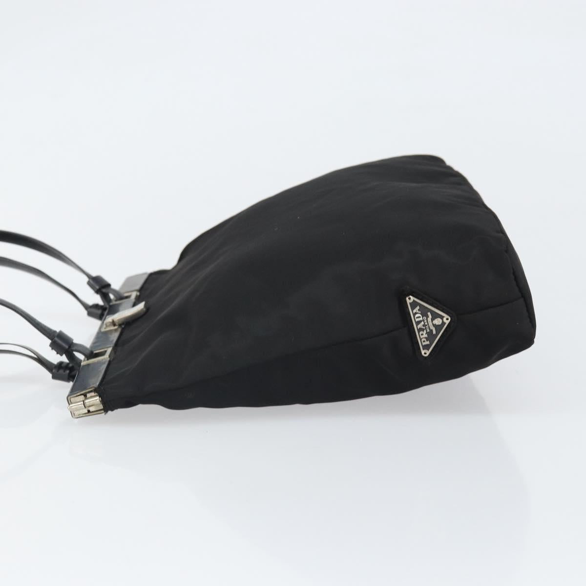 PRADA Shoulder Bag Nylon Black Silver Auth 171629