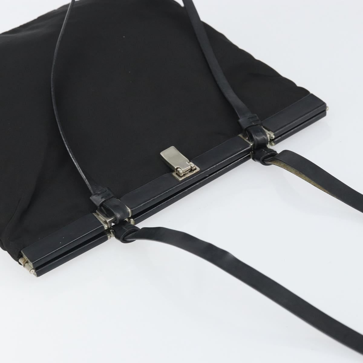 PRADA Shoulder Bag Nylon Black Silver Auth 171629