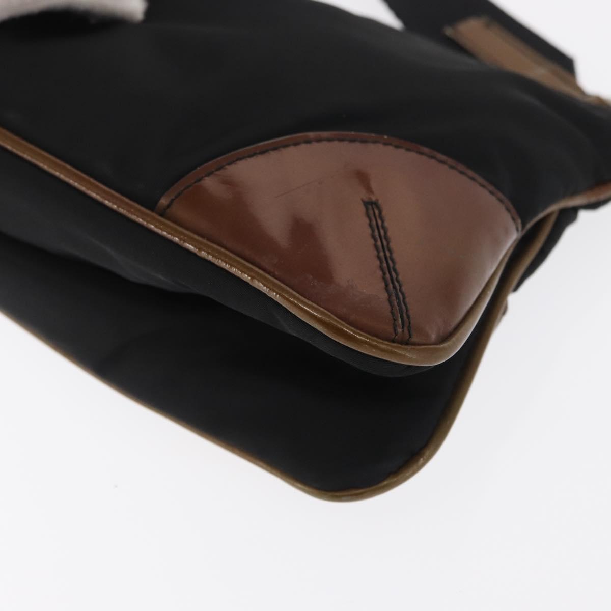 PRADA Shoulder Bag Nylon Black Silver Auth 171630