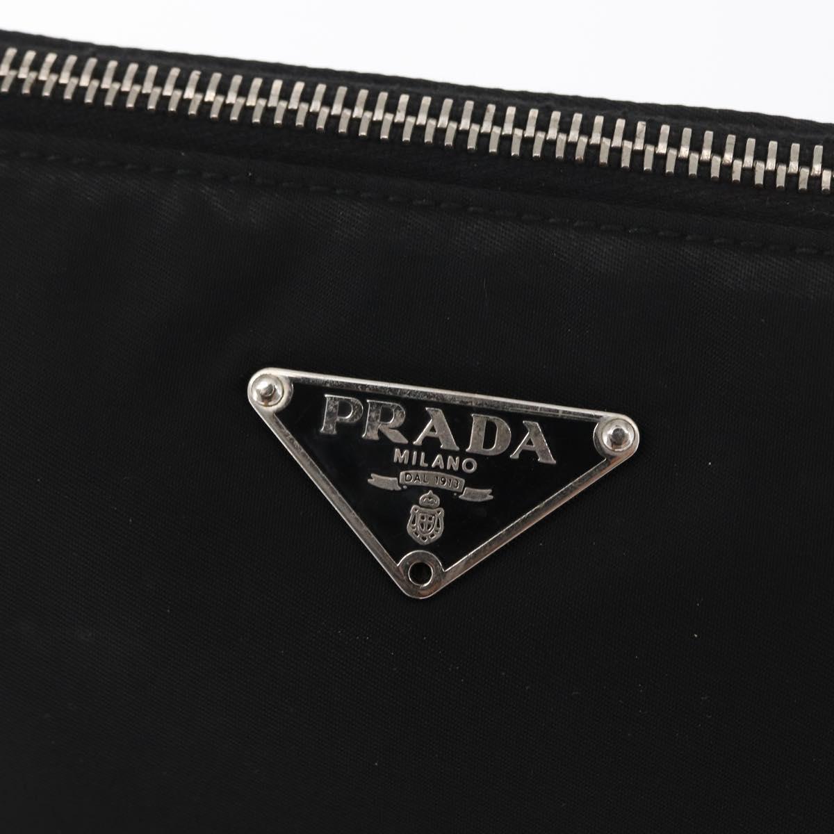 PRADA Shoulder Bag Nylon Black Silver Auth 171630