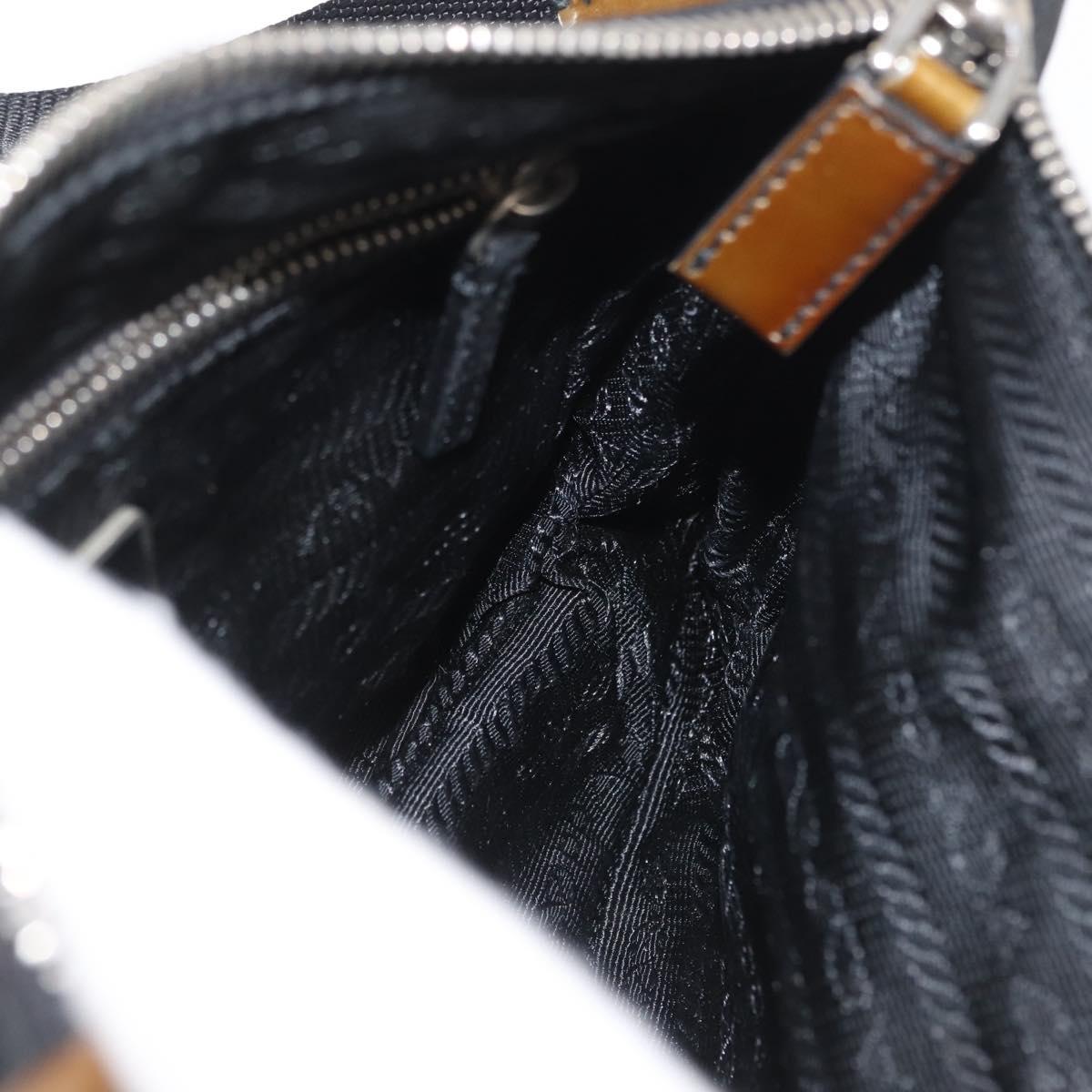 PRADA Shoulder Bag Nylon Black Silver Auth 171630