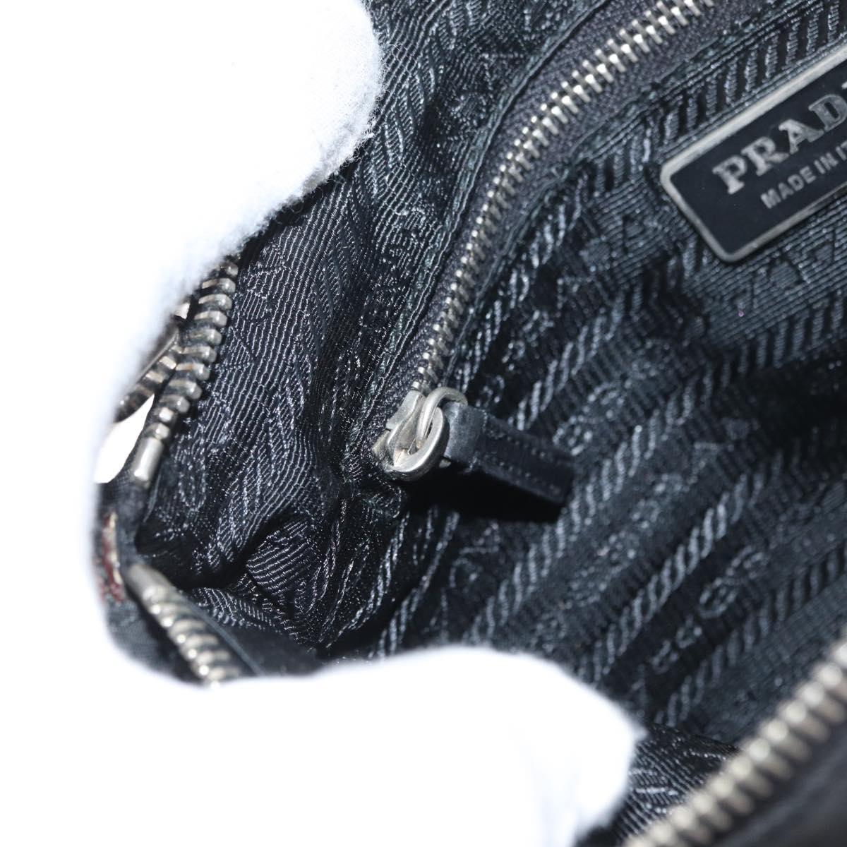 PRADA Shoulder Bag Nylon Black Silver Auth 171630