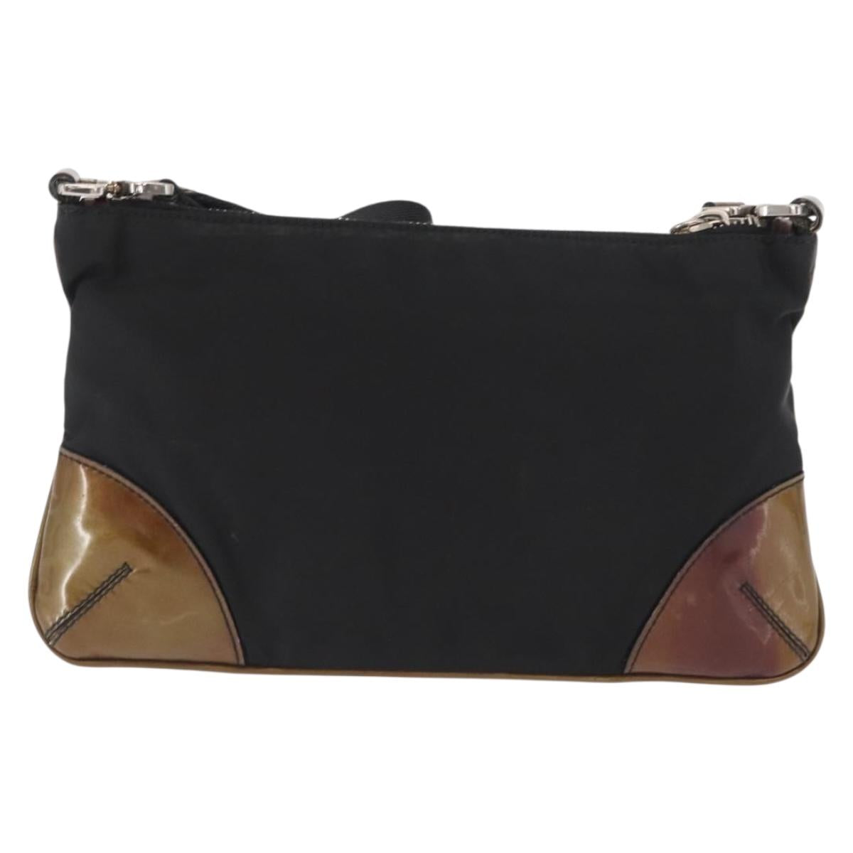 PRADA Shoulder Bag Nylon Black Silver Auth 171630