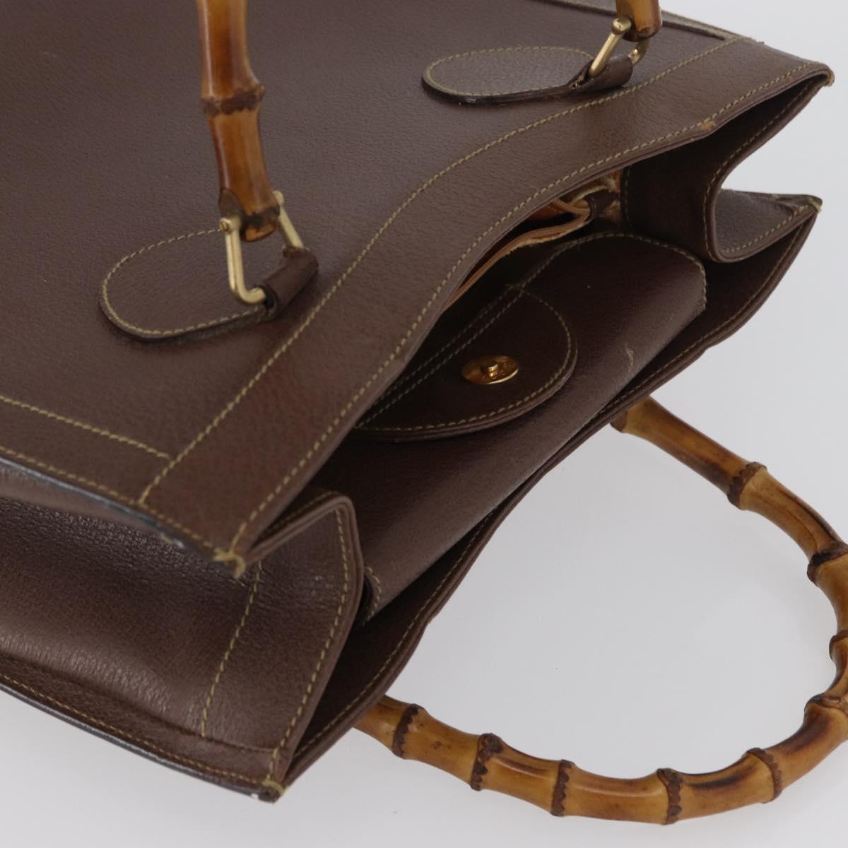 GUCCI Bamboo Hand Bag Leather Brown Gold 002 1186 0260 Auth 171636