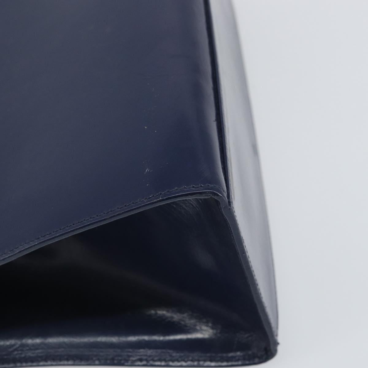 CELINE Hand Bag Leather Navy Gold Auth 171637
