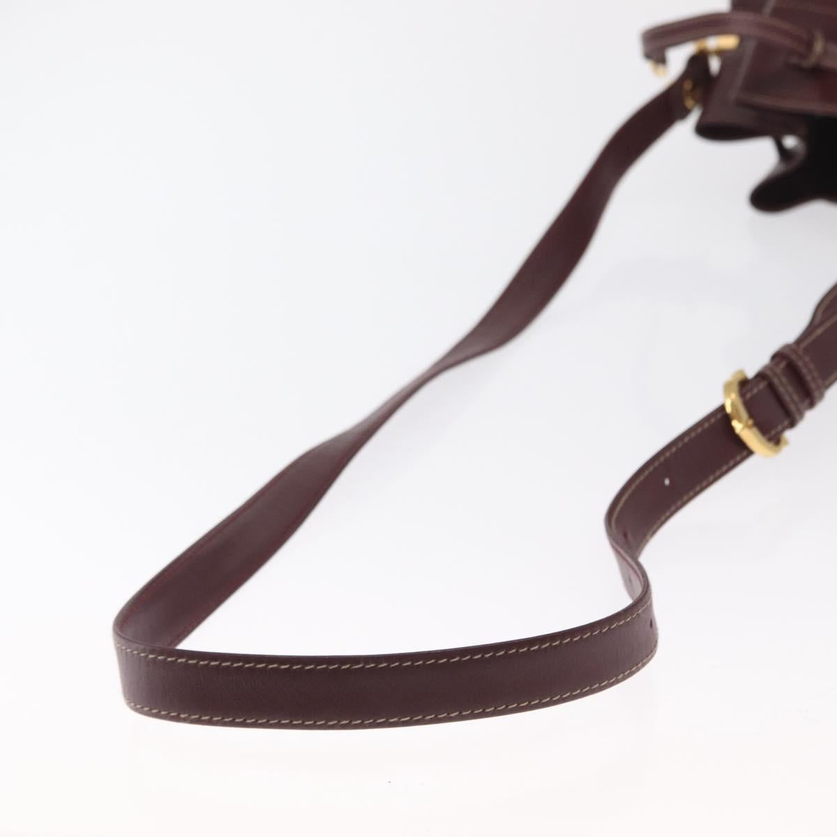 CARTIER Must Line Purse Shoulder Bag Leather Bordeaux Gold Auth 171643