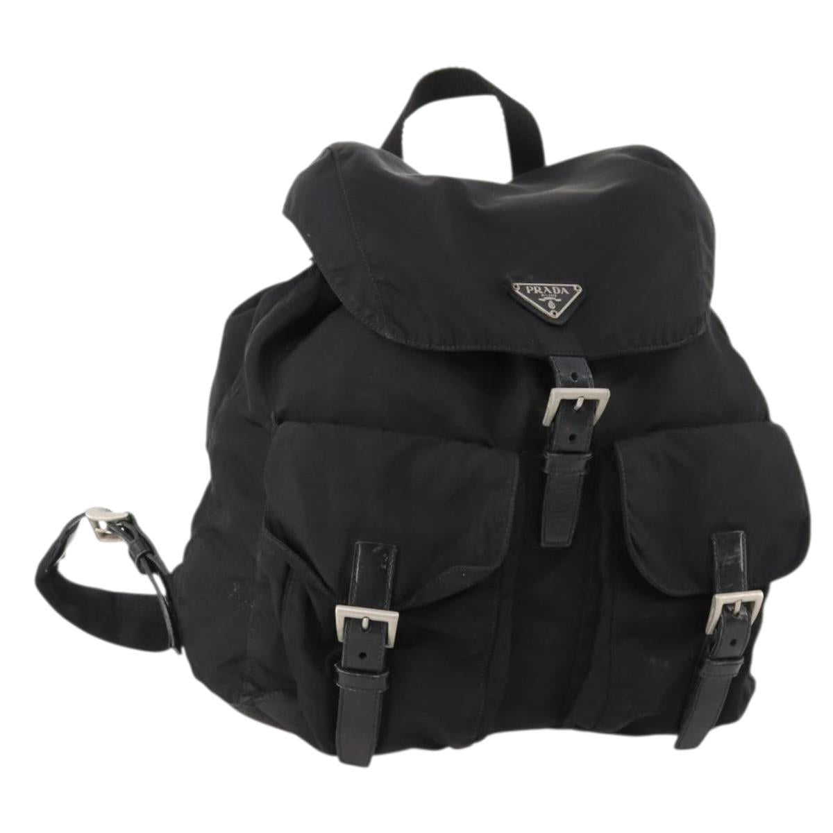 PRADA Backpack Nylon Black Silver Auth 171645