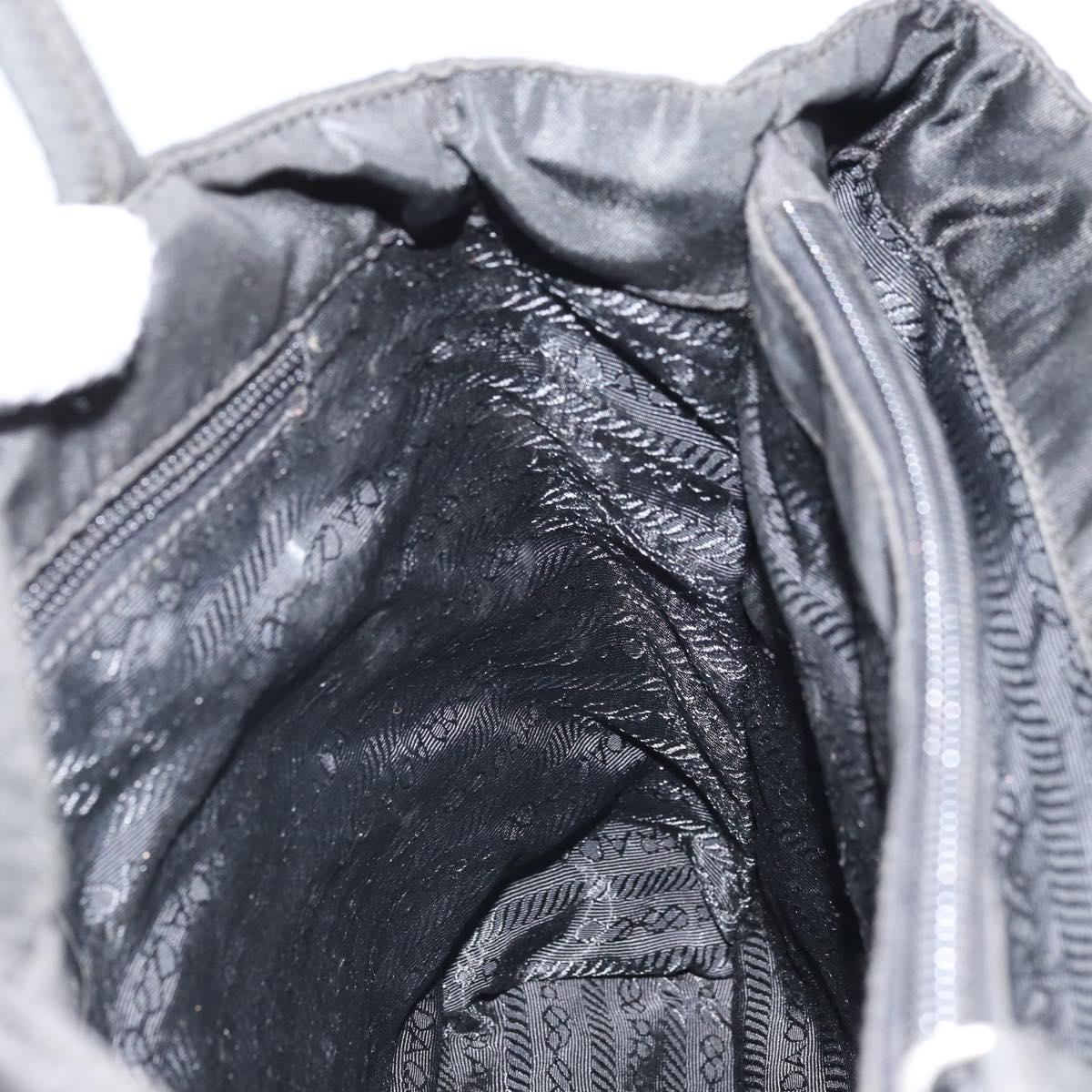 PRADA Hand Bag Nylon Black Silver Auth 171646