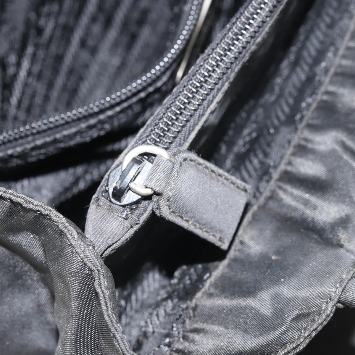 PRADA Hand Bag Nylon Black Silver Auth 171646