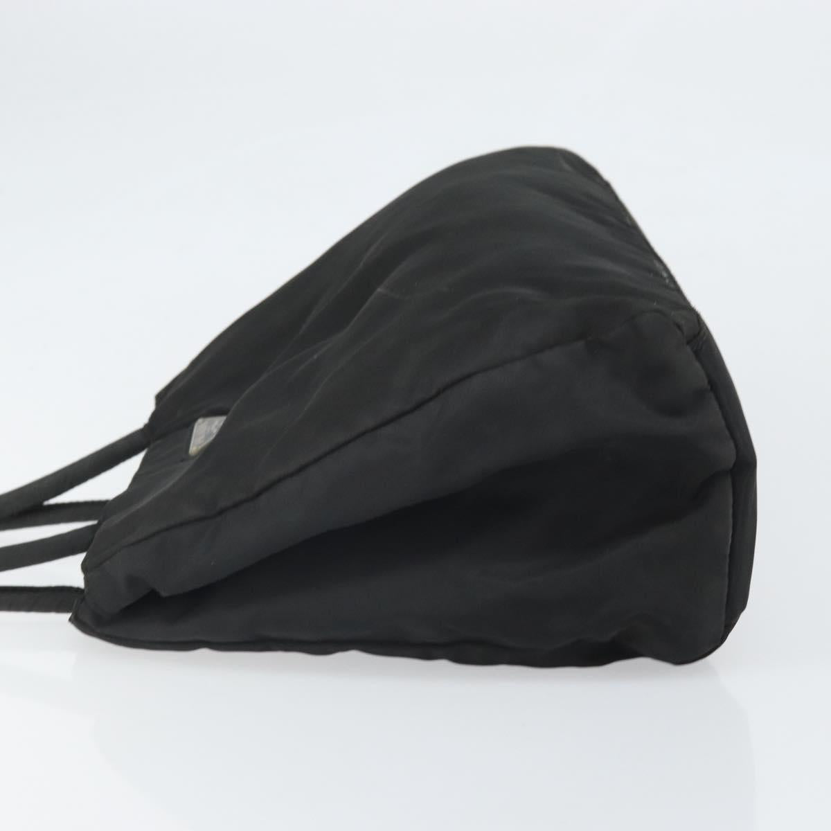 PRADA Hand Bag Nylon Black Silver Auth 171646