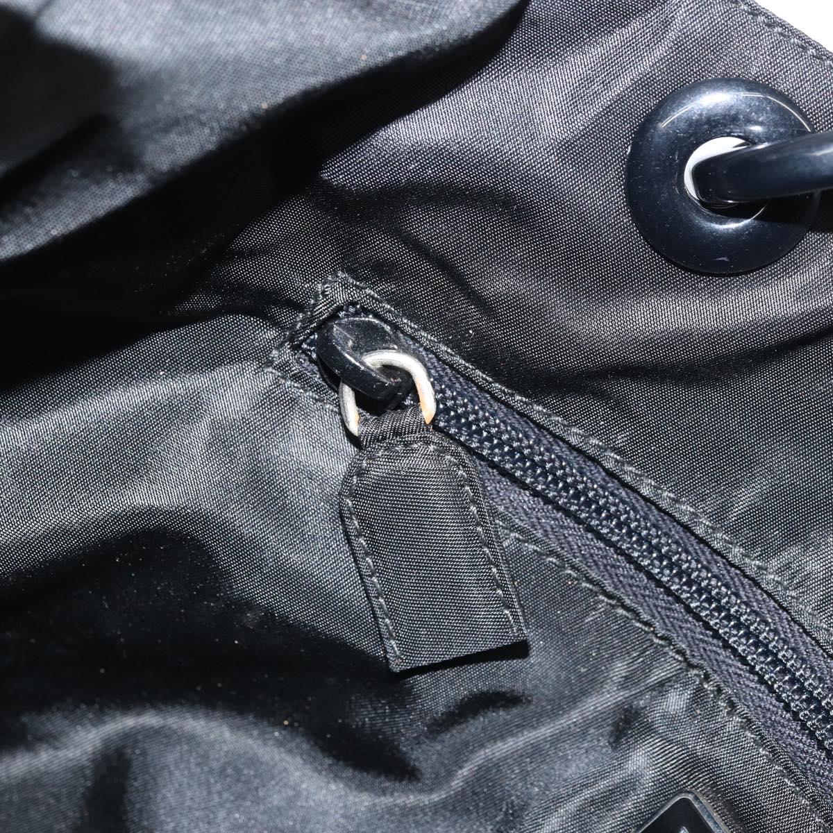 PRADA Hand Bag Nylon Black Silver Auth 171648