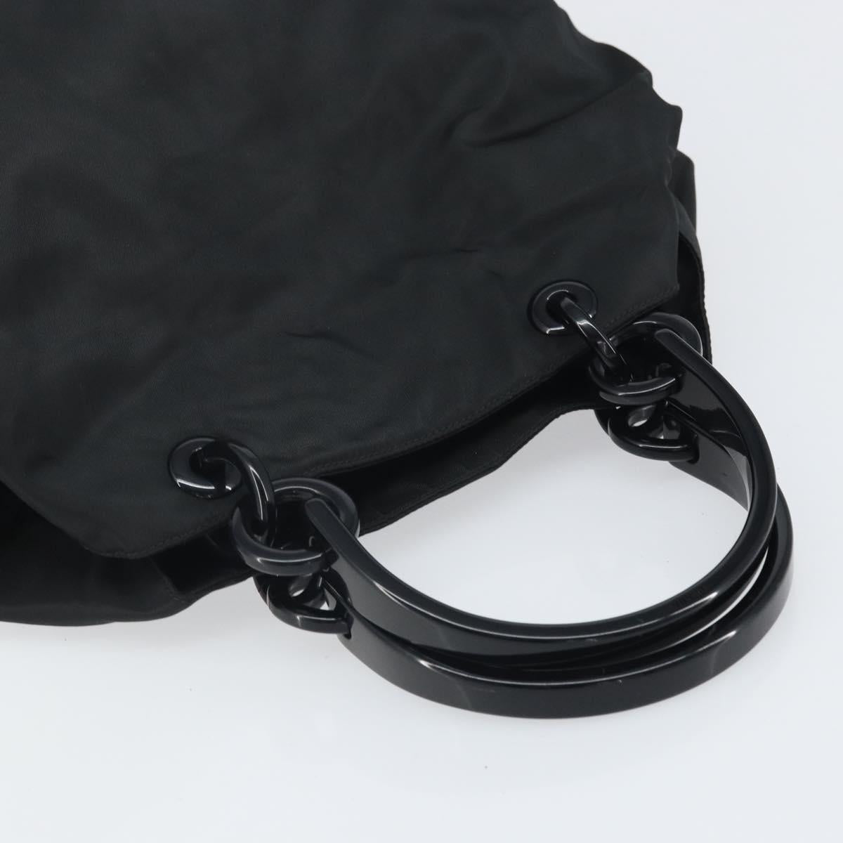 PRADA Hand Bag Nylon Black Silver Auth 171648