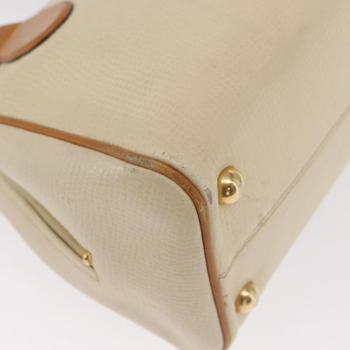 Christian Dior Hand Bag Leather Ivory Gold Auth 171650