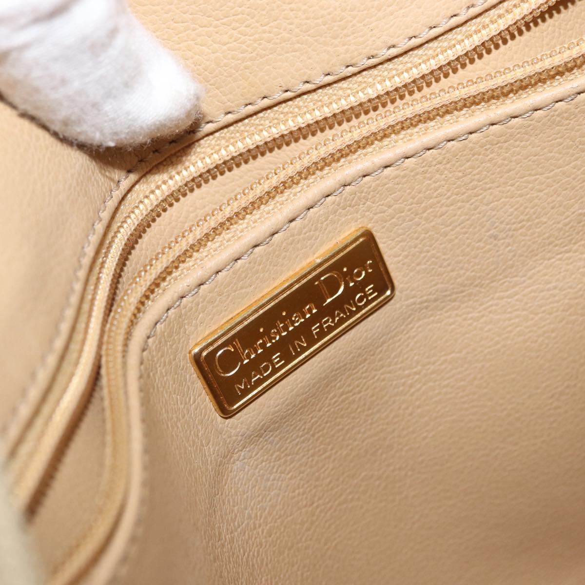 Christian Dior Hand Bag Leather Ivory Gold Auth 171650