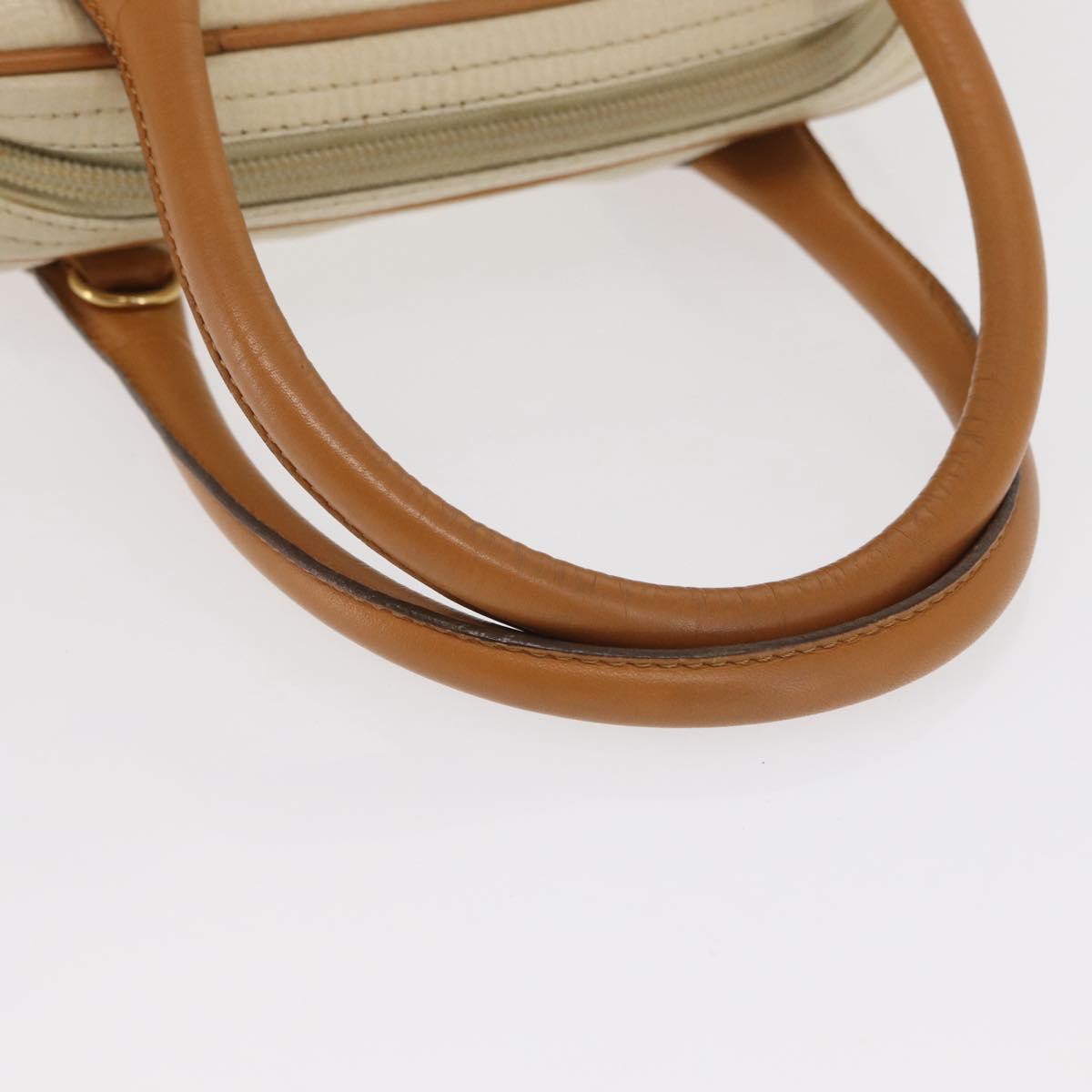 Christian Dior Hand Bag Leather Ivory Gold Auth 171650