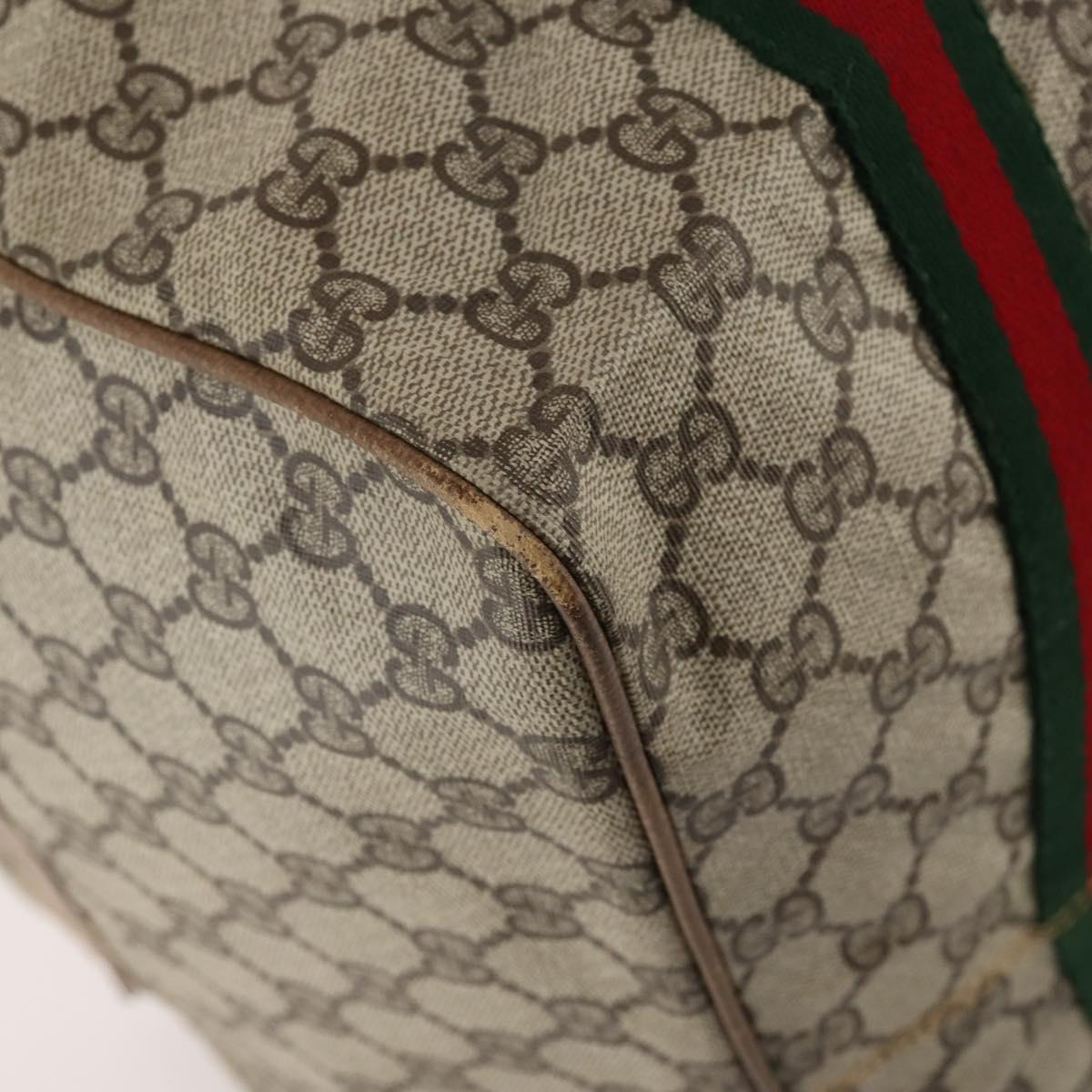 GUCCI GG Supreme Web Sherry Line Bag PVC Beige Gold 012 904 0282 Auth 171651