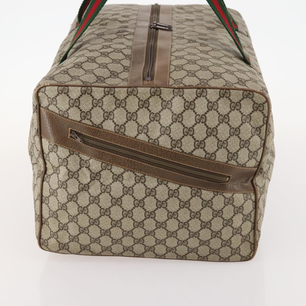 GUCCI GG Supreme Web Sherry Line Bag PVC Beige Gold 012 904 0282 Auth 171651