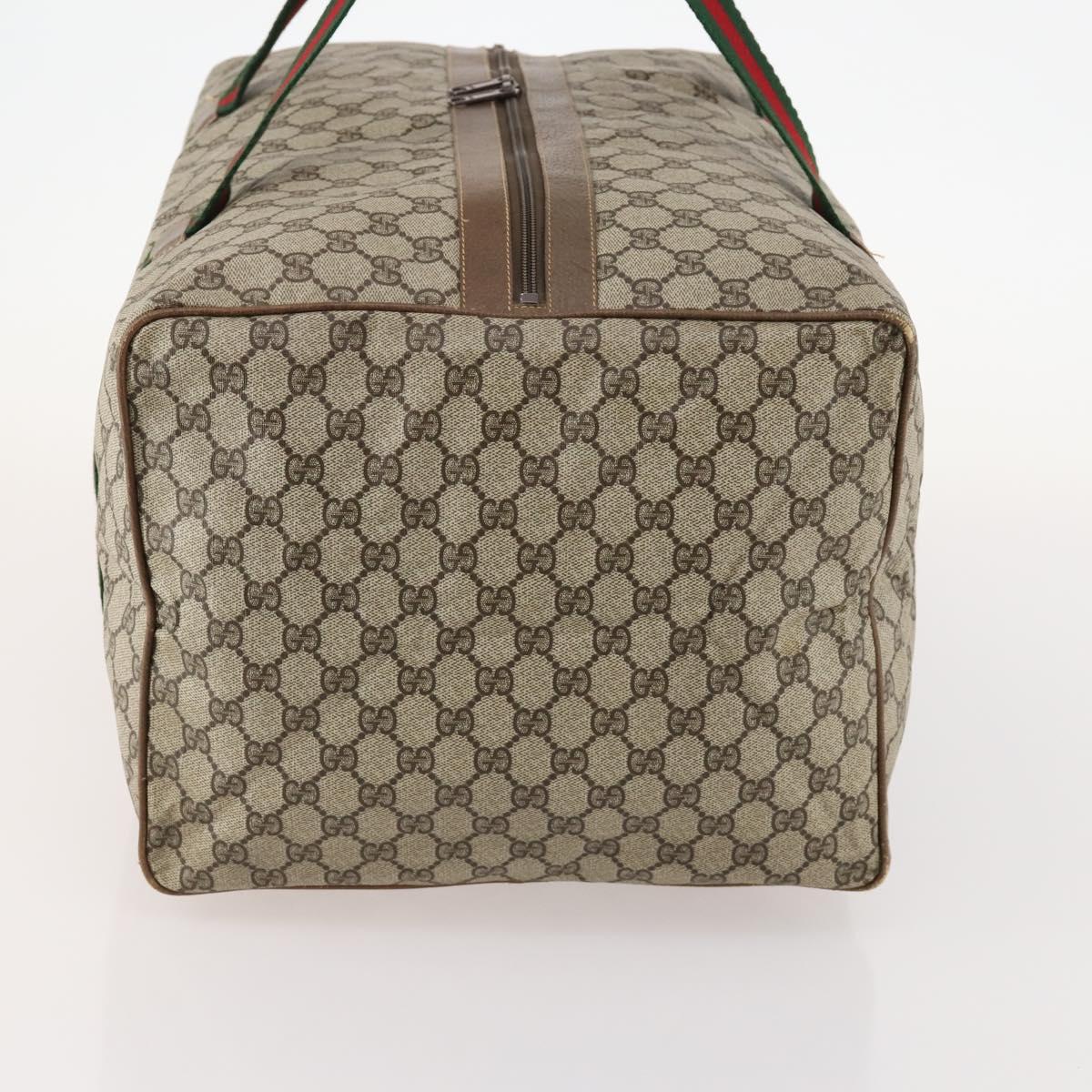 GUCCI GG Supreme Web Sherry Line Bag PVC Beige Gold 012 904 0282 Auth 171651