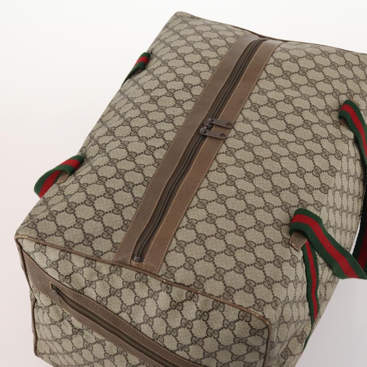 GUCCI GG Supreme Web Sherry Line Bag PVC Beige Gold 012 904 0282 Auth 171651