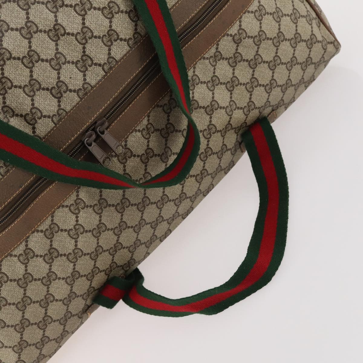 GUCCI GG Supreme Web Sherry Line Bag PVC Beige Gold 012 904 0282 Auth 171651
