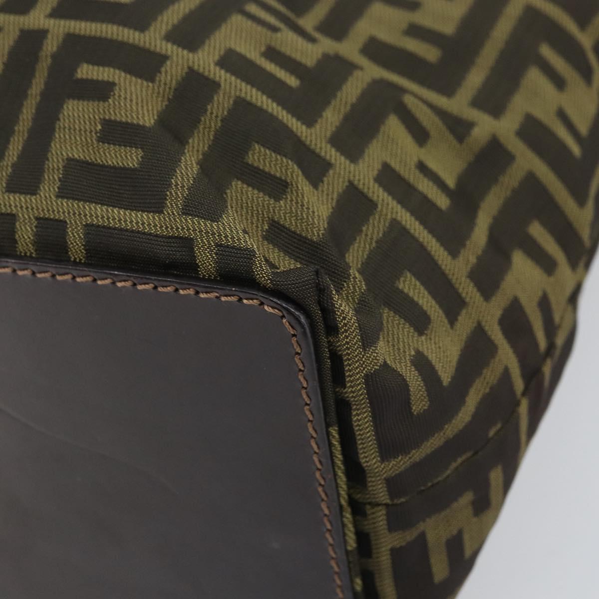 FENDI Zucca Canvas Hand Bag Black Brown Auth 171652