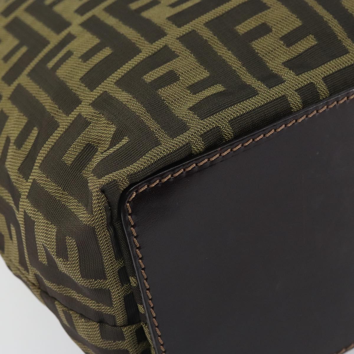 FENDI Zucca Canvas Hand Bag Black Brown Auth 171652