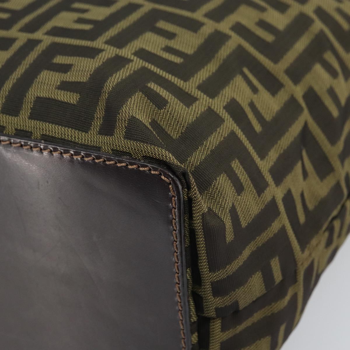 FENDI Zucca Canvas Hand Bag Black Brown Auth 171652