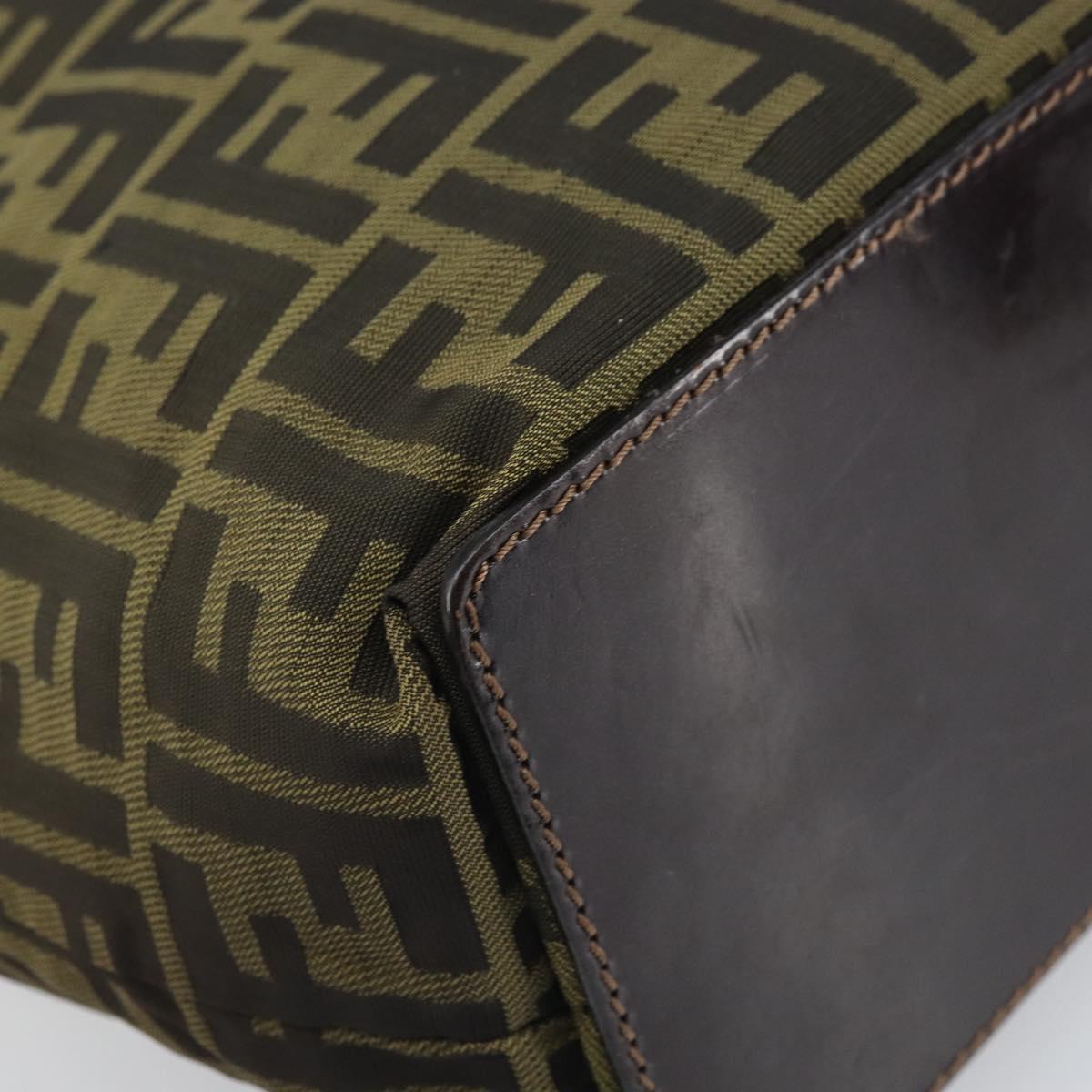 FENDI Zucca Canvas Hand Bag Black Brown Auth 171652
