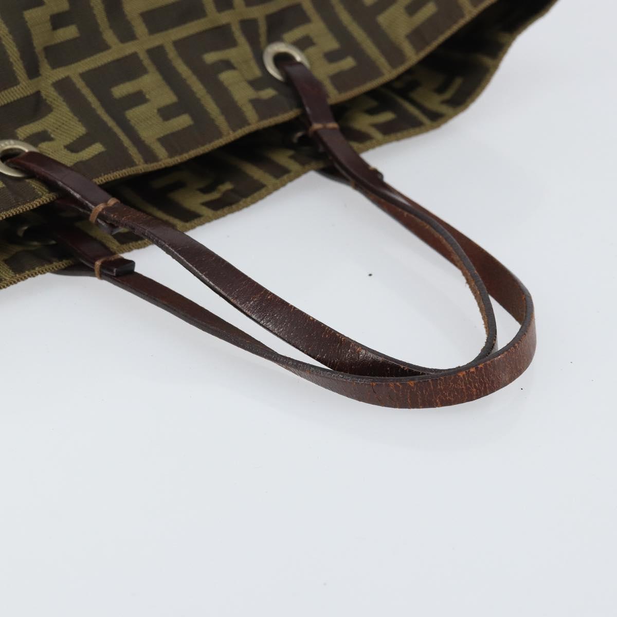 FENDI Zucca Canvas Hand Bag Black Brown Auth 171652