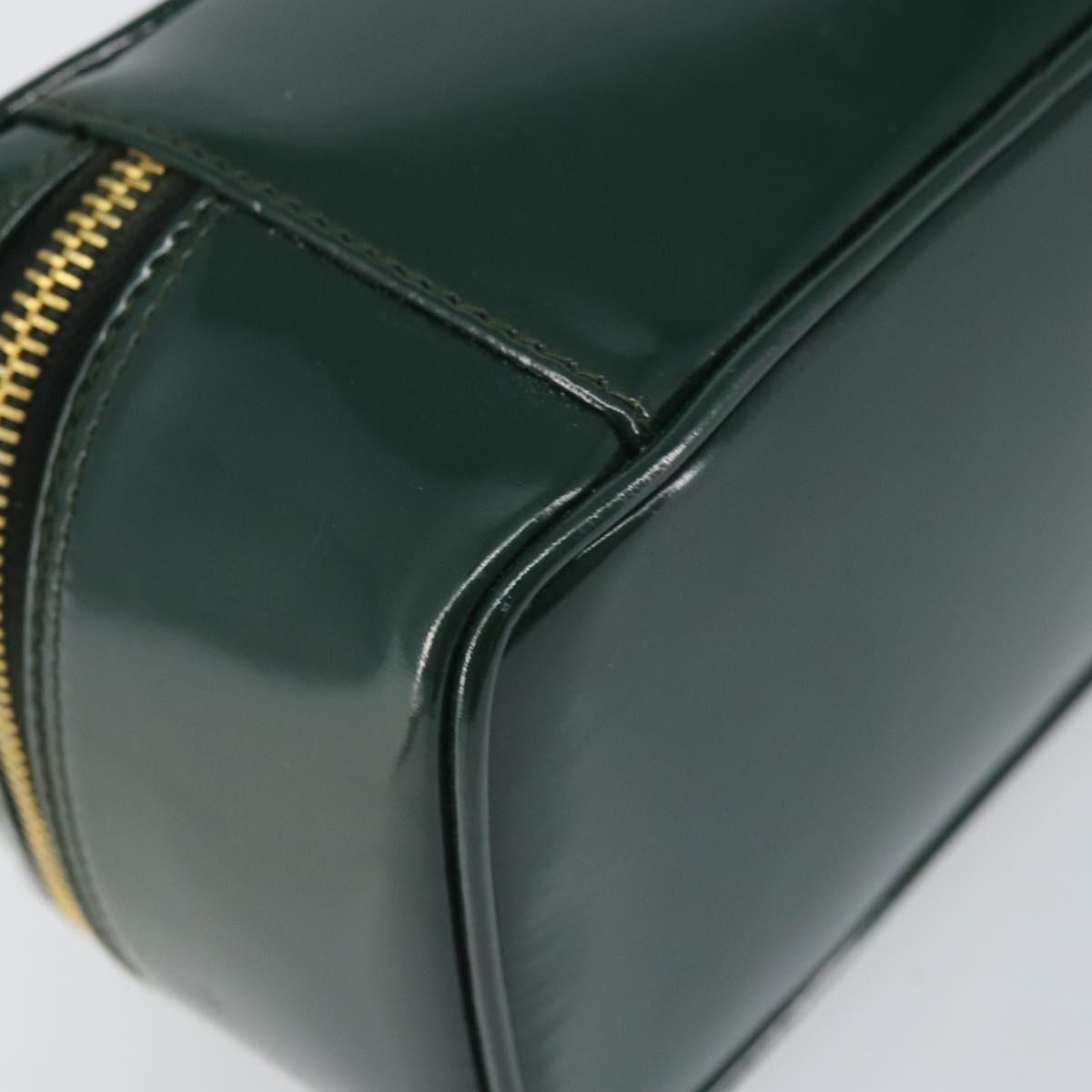 GUCCI Bamboo Vanity Pouch Patent leather Green Gold 032 1956 0151 Auth 171655