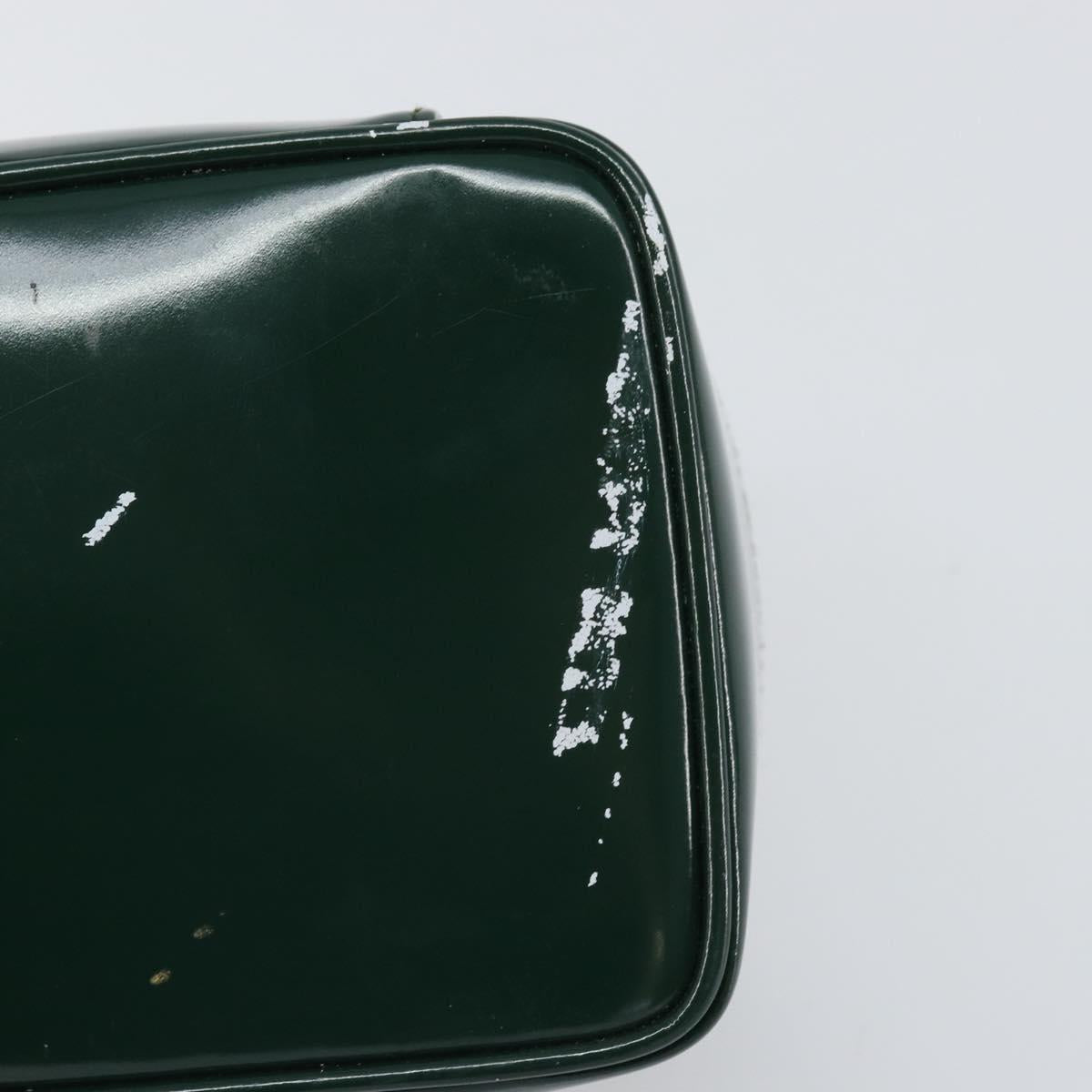 GUCCI Bamboo Vanity Pouch Patent leather Green Gold 032 1956 0151 Auth 171655
