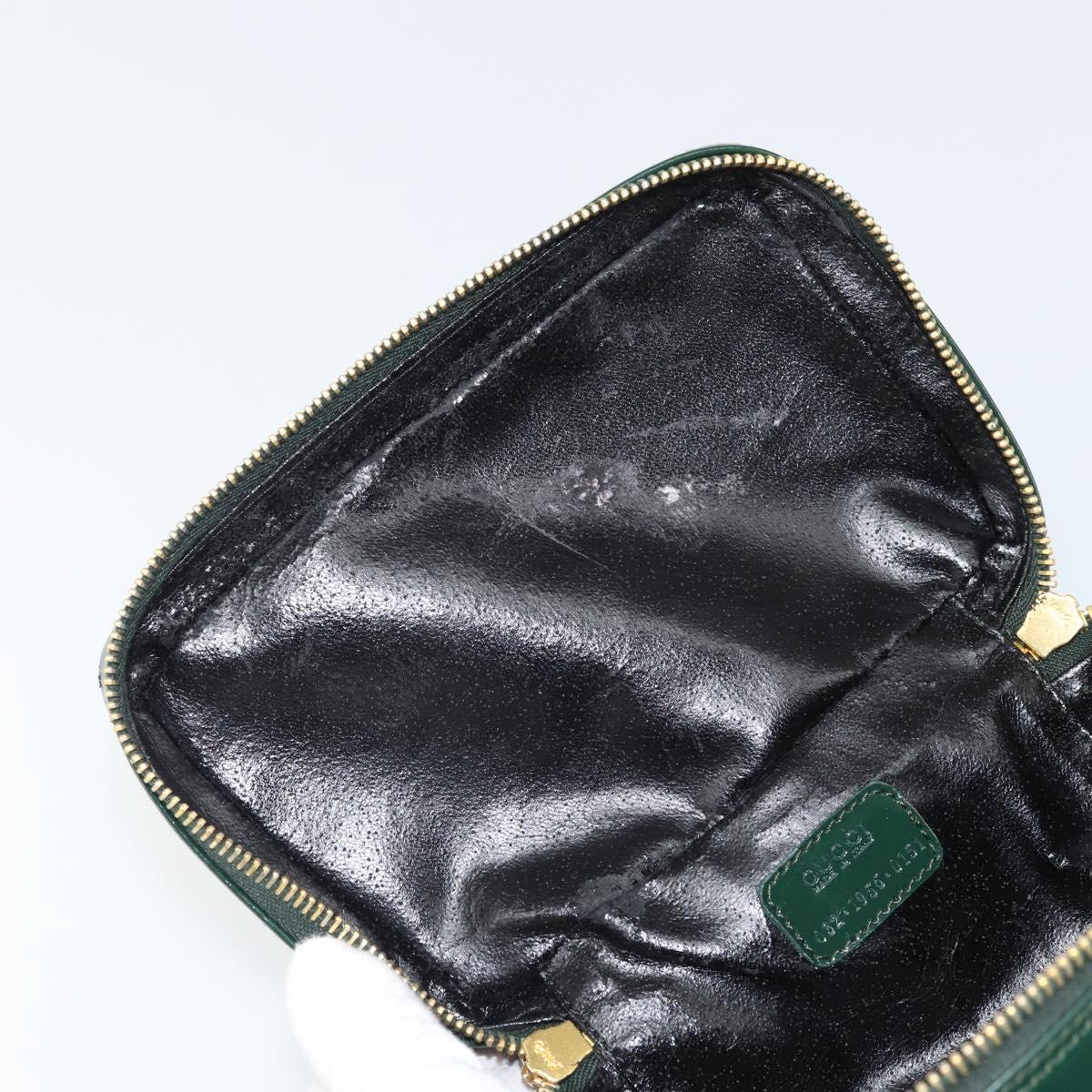 GUCCI Bamboo Vanity Pouch Patent leather Green Gold 032 1956 0151 Auth 171655