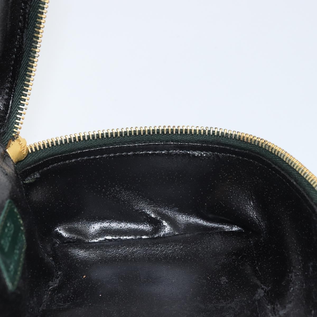 GUCCI Bamboo Vanity Pouch Patent leather Green Gold 032 1956 0151 Auth 171655