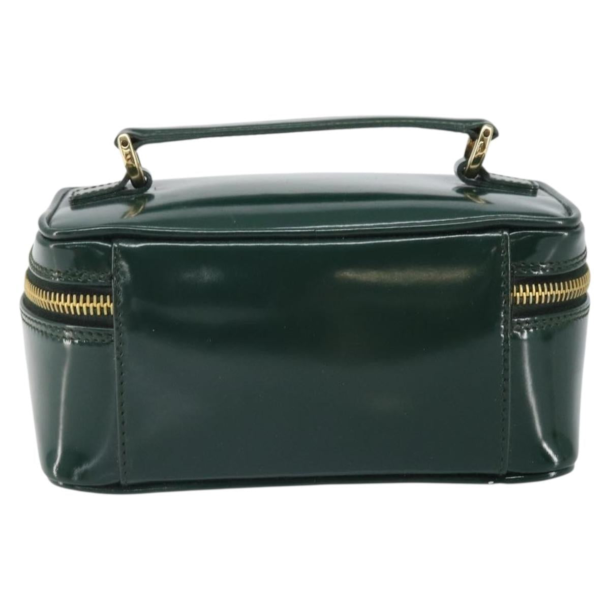 GUCCI Bamboo Vanity Pouch Patent leather Green Gold 032 1956 0151 Auth 171655