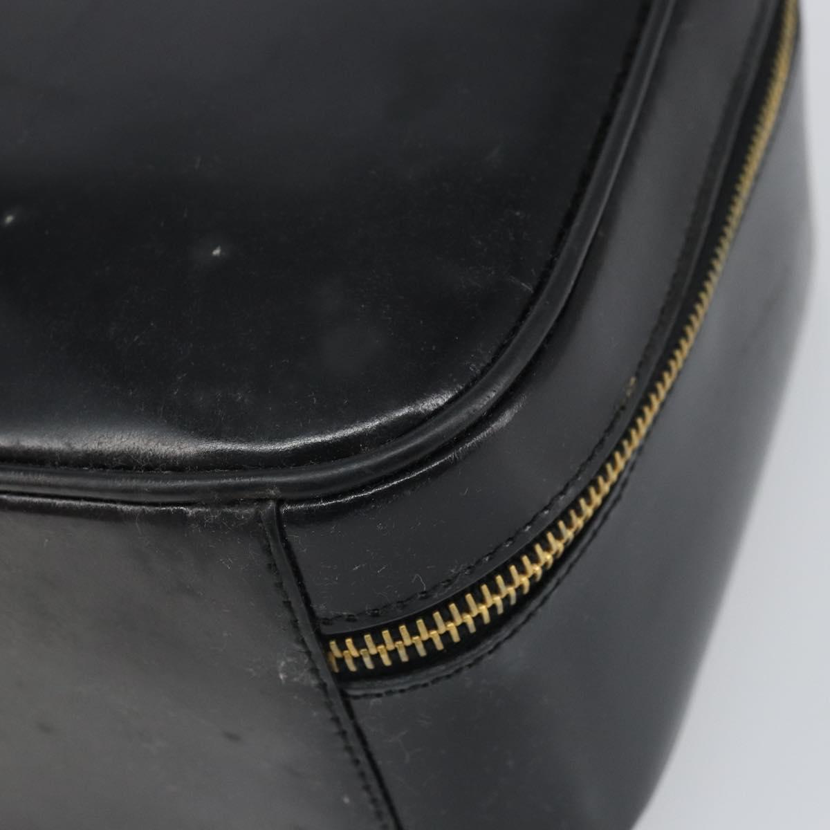 GUCCI Bamboo Vanity Hand Bag Patent leather Black Gold 000 270 0323 Auth 171656