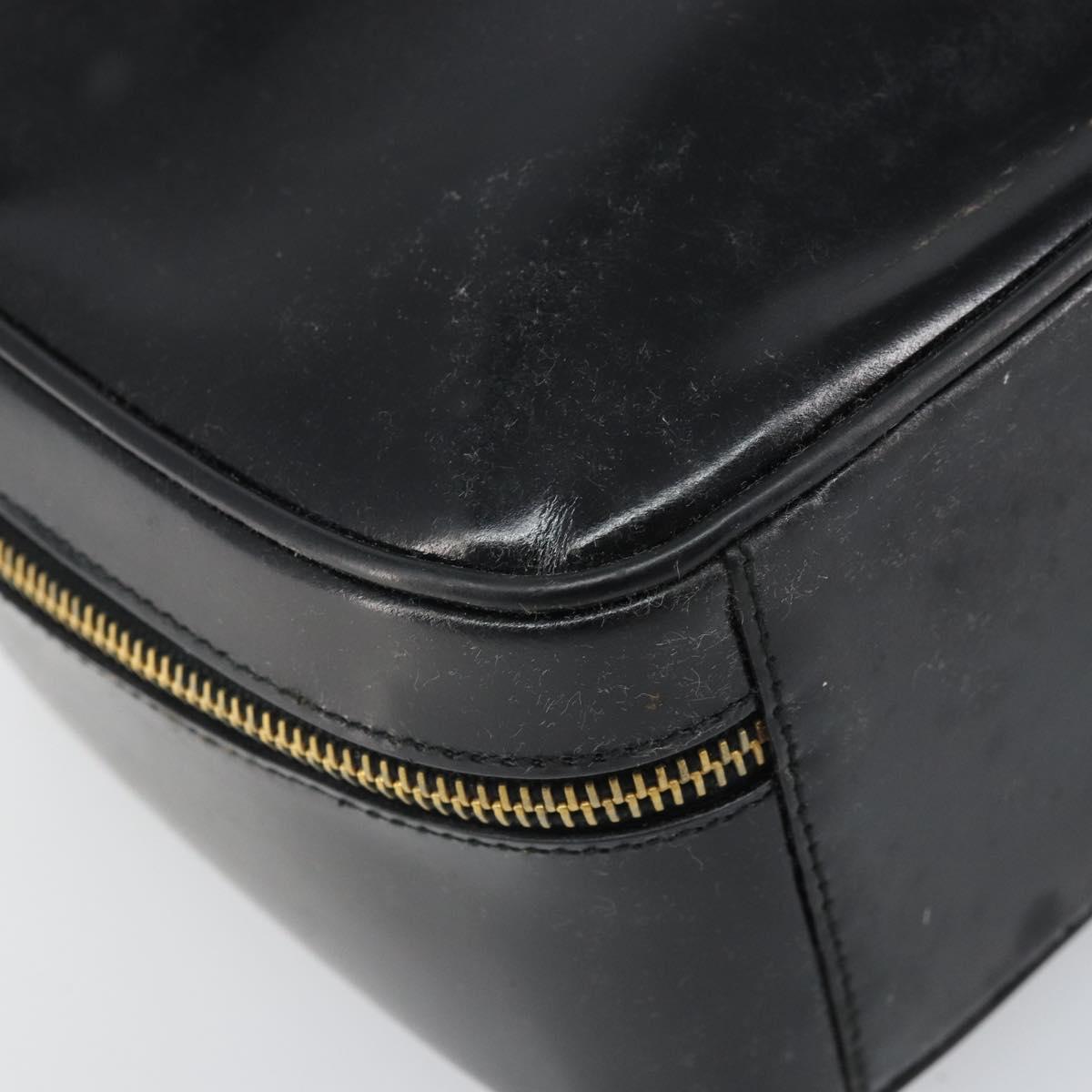 GUCCI Bamboo Vanity Hand Bag Patent leather Black Gold 000 270 0323 Auth 171656
