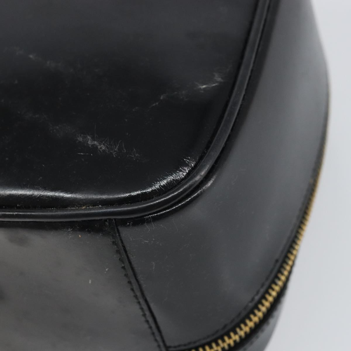 GUCCI Bamboo Vanity Hand Bag Patent leather Black Gold 000 270 0323 Auth 171656