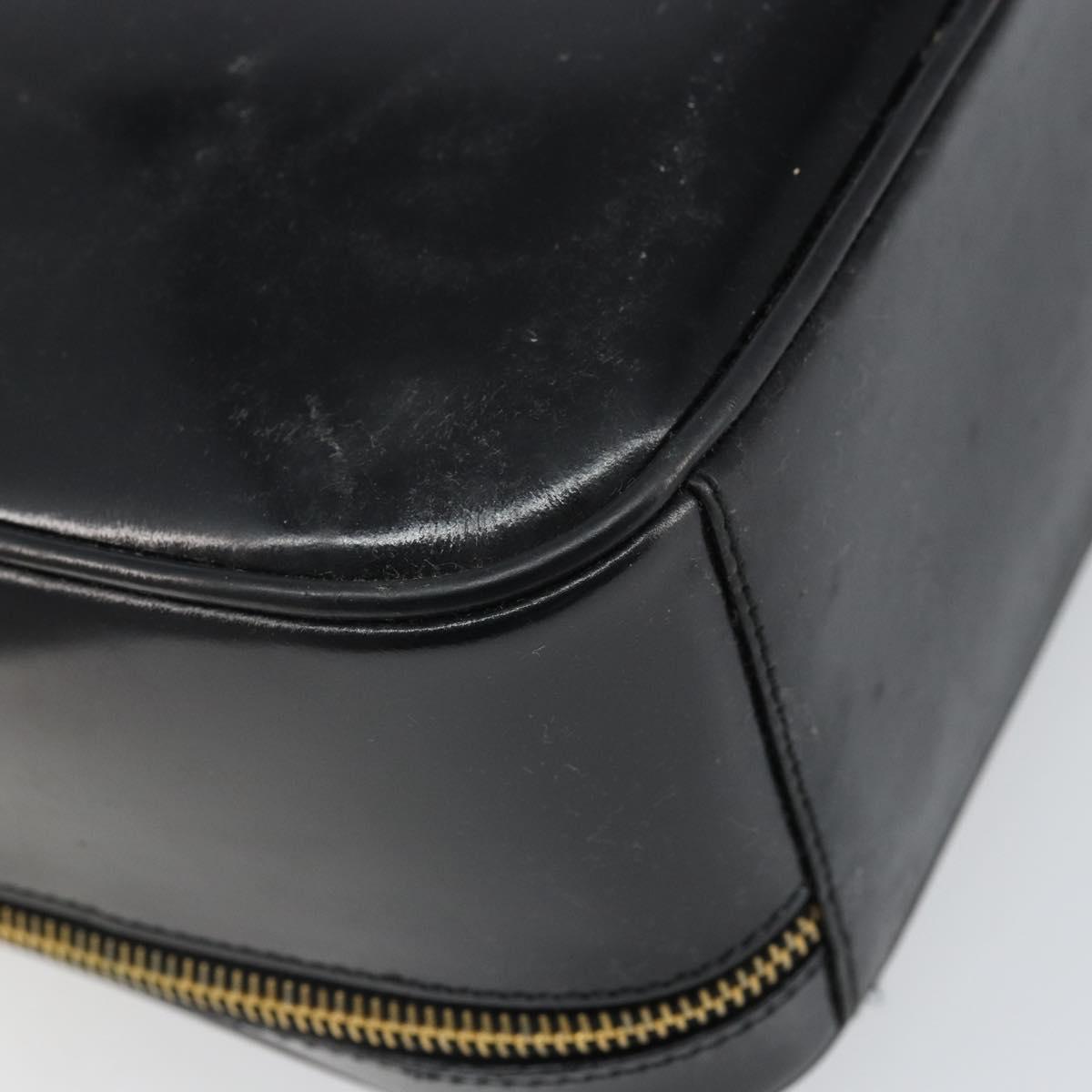 GUCCI Bamboo Vanity Hand Bag Patent leather Black Gold 000 270 0323 Auth 171656