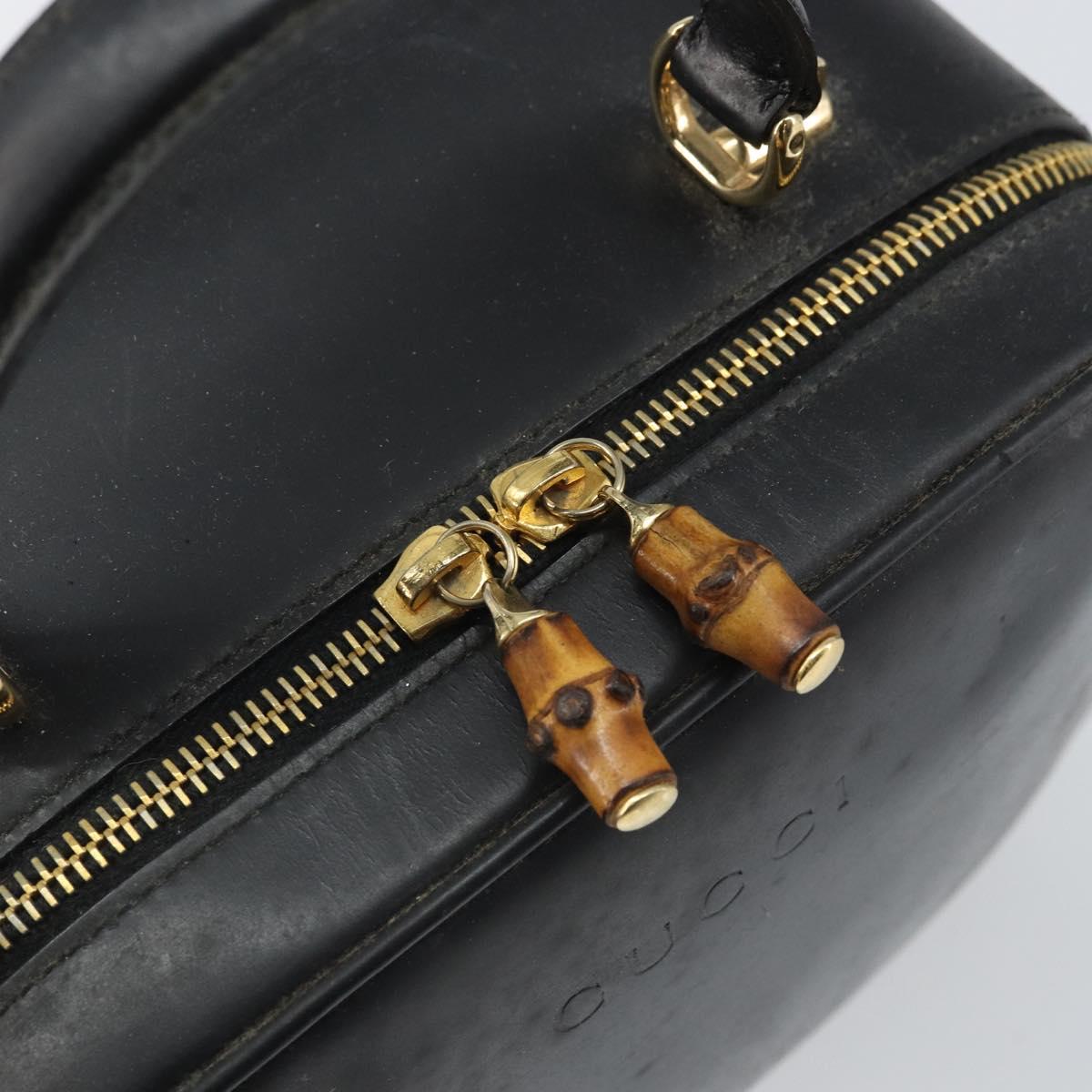 GUCCI Bamboo Vanity Hand Bag Patent leather Black Gold 000 270 0323 Auth 171656