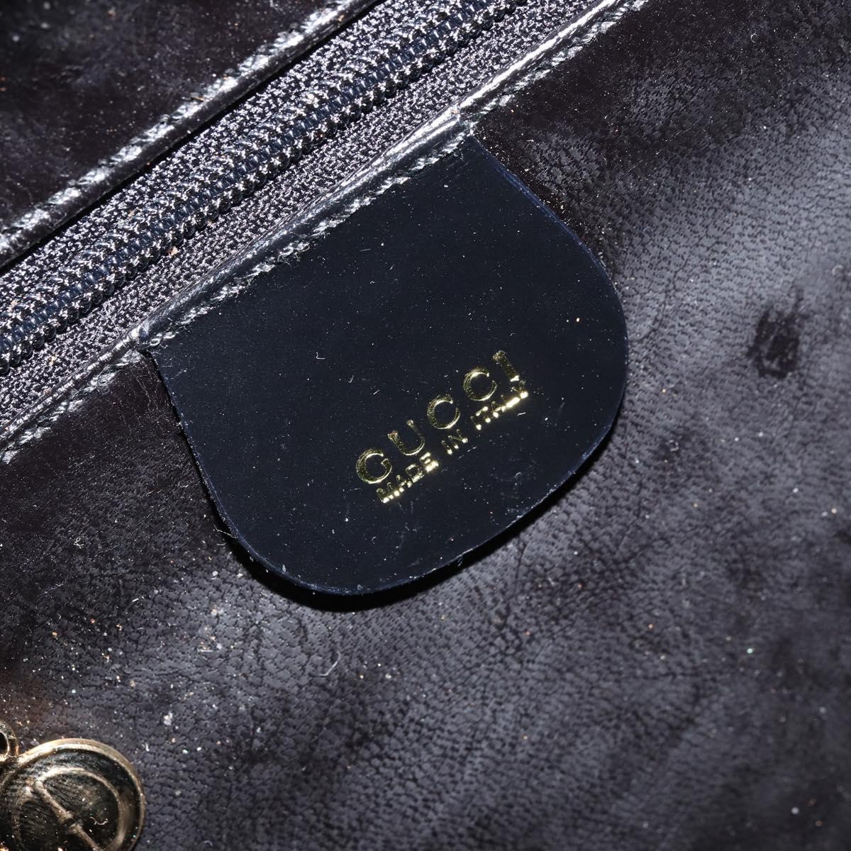 GUCCI Bamboo Vanity Hand Bag Patent leather Black Gold 000 270 0323 Auth 171656