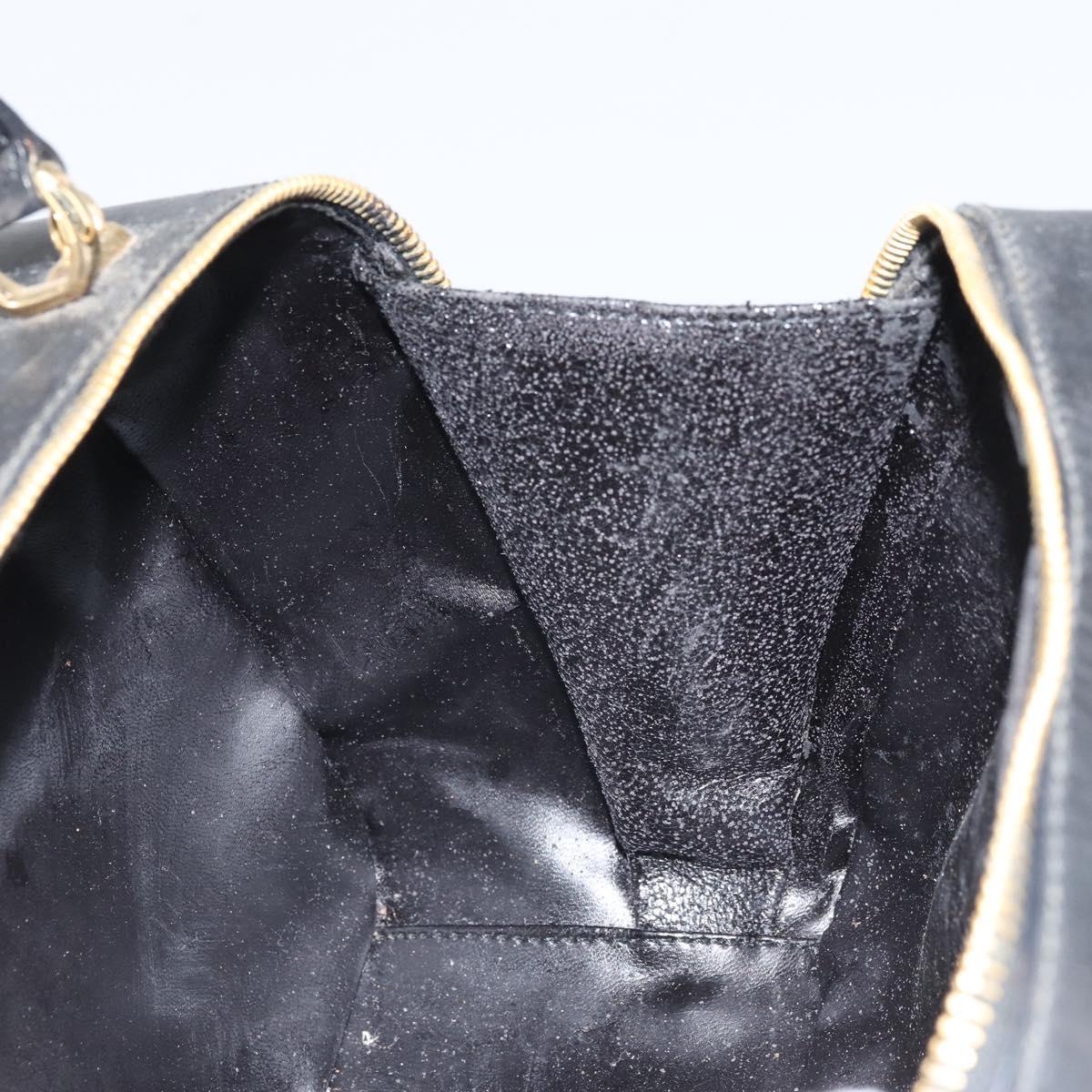 GUCCI Bamboo Vanity Hand Bag Patent leather Black Gold 000 270 0323 Auth 171656