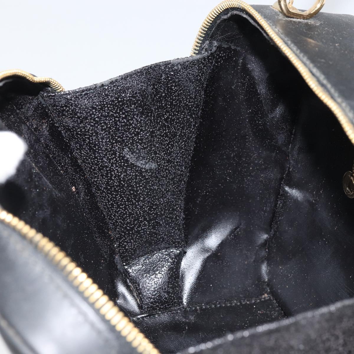 GUCCI Bamboo Vanity Hand Bag Patent leather Black Gold 000 270 0323 Auth 171656