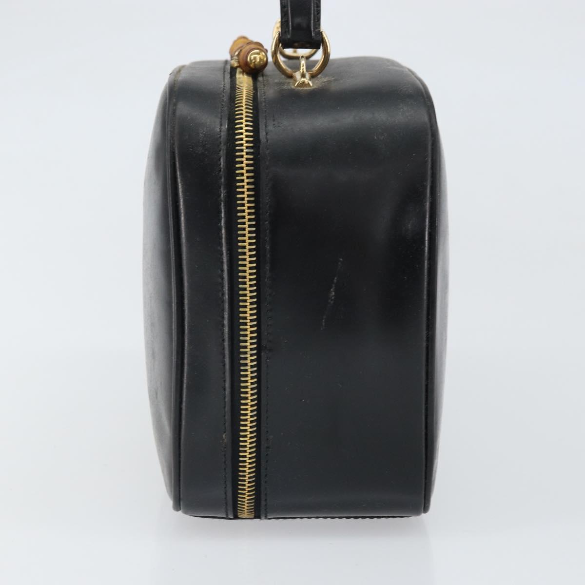 GUCCI Bamboo Vanity Hand Bag Patent leather Black Gold 000 270 0323 Auth 171656