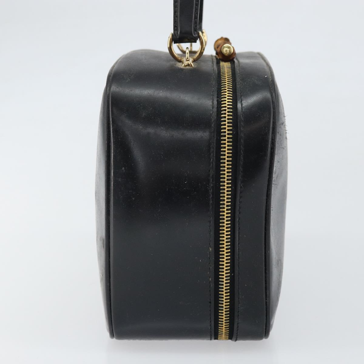 GUCCI Bamboo Vanity Hand Bag Patent leather Black Gold 000 270 0323 Auth 171656