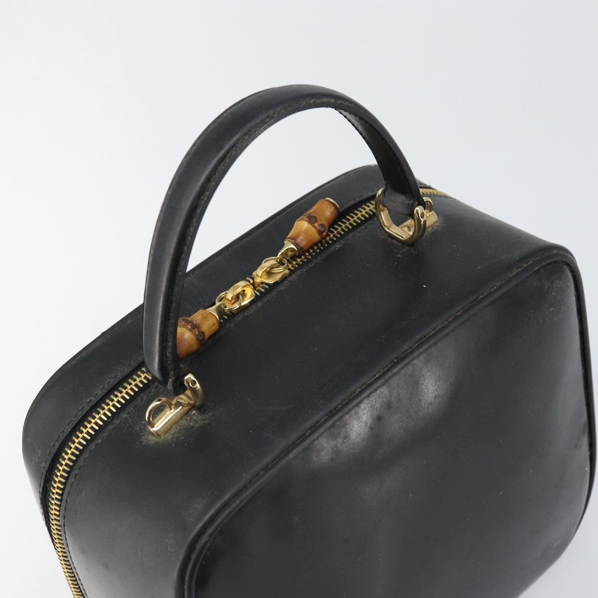 GUCCI Bamboo Vanity Hand Bag Patent leather Black Gold 000 270 0323 Auth 171656