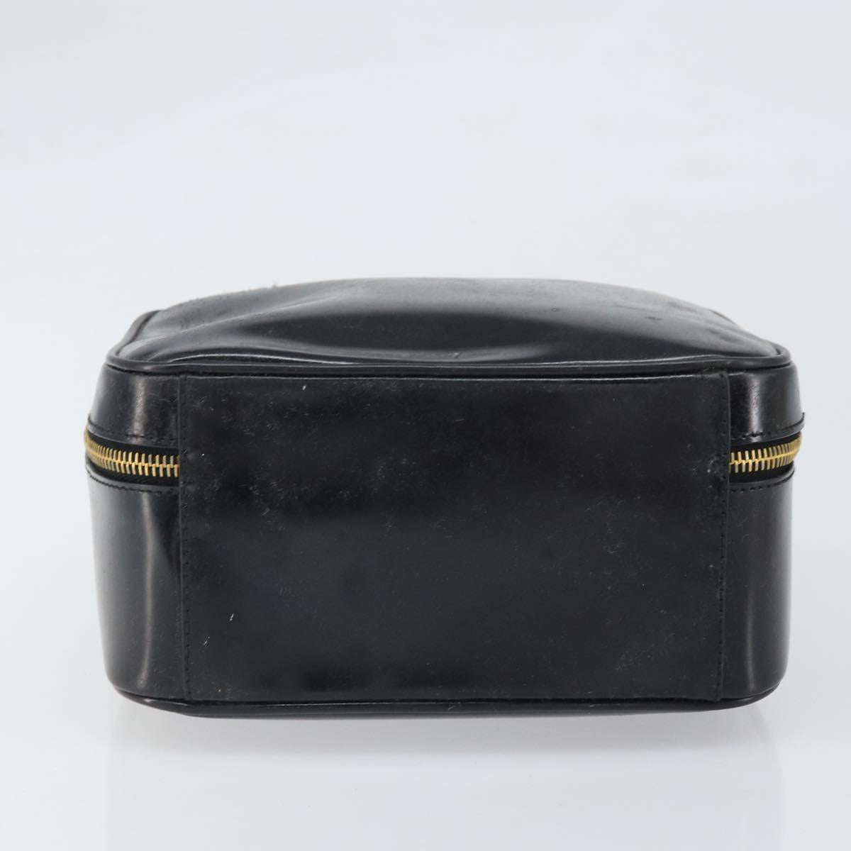 GUCCI Bamboo Vanity Hand Bag Patent leather Black Gold 000 270 0323 Auth 171656