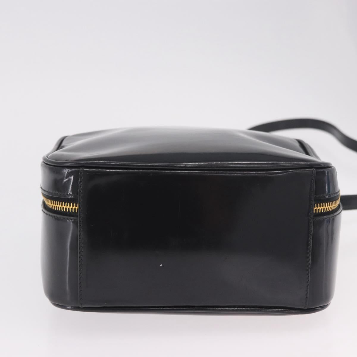 GUCCI Bamboo Hand Bag Patent leather 2way Brown Gold Auth 171657