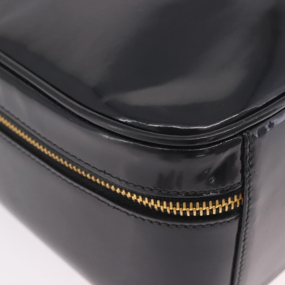 GUCCI Bamboo Hand Bag Patent leather 2way Brown Gold Auth 171657